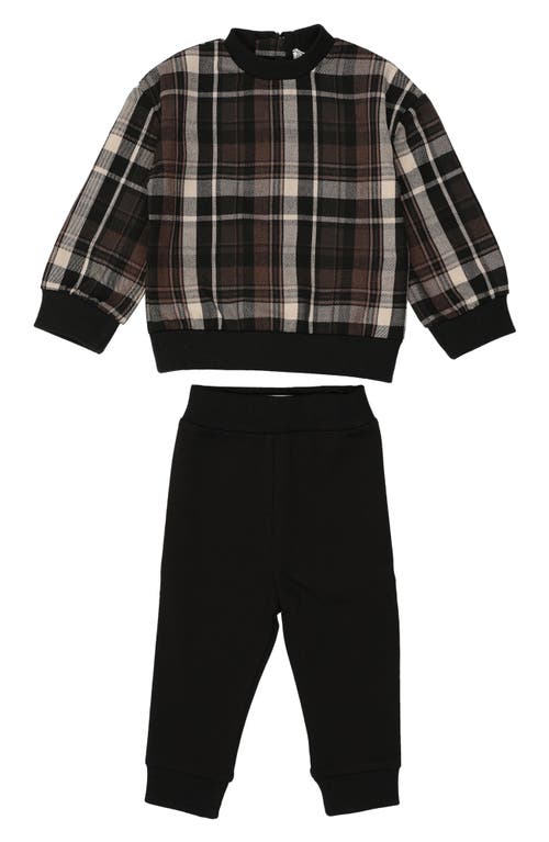 Maniere Manière Plaid Top & Joggers Set In Black