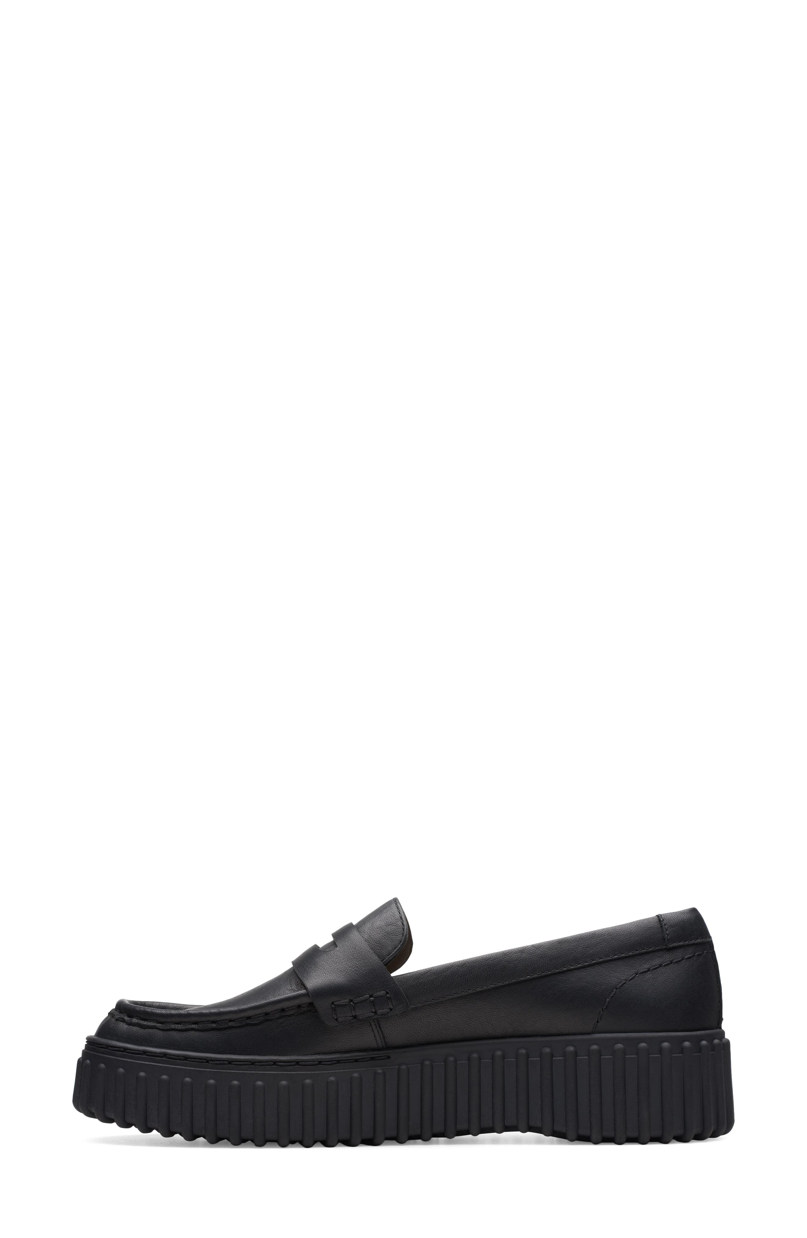 Clarks<sup>®</sup> Torhill Platform Penny Loafer, Alternate, color, Black Leather