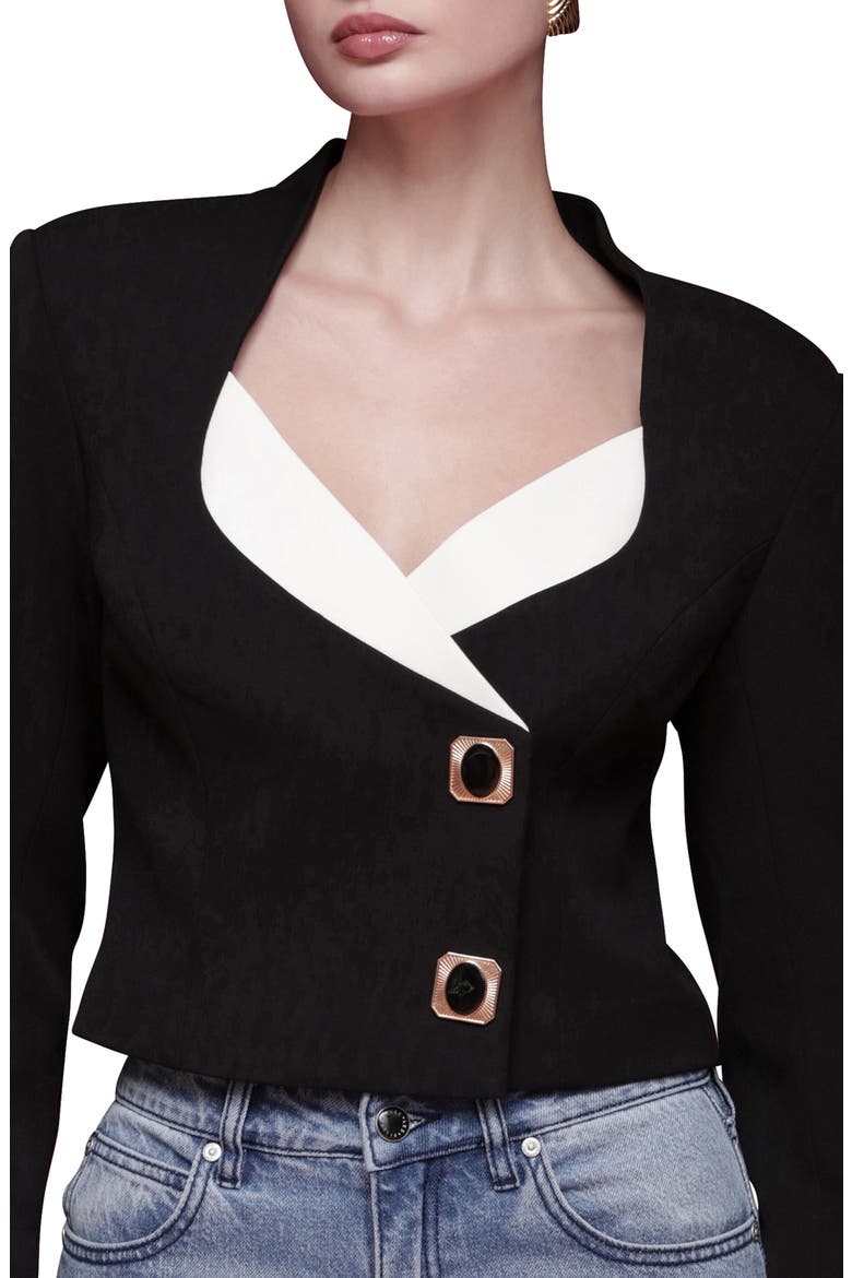 Contrast Lapel Crop Jacket, Alternate, color, BLACK AND WHITE