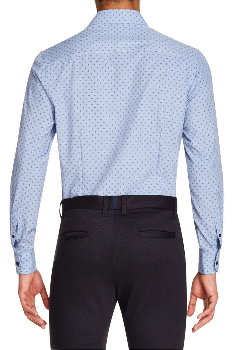 Trim Fit Performance Stretch Floral Dress Shirt, Alternate, color, NAVY