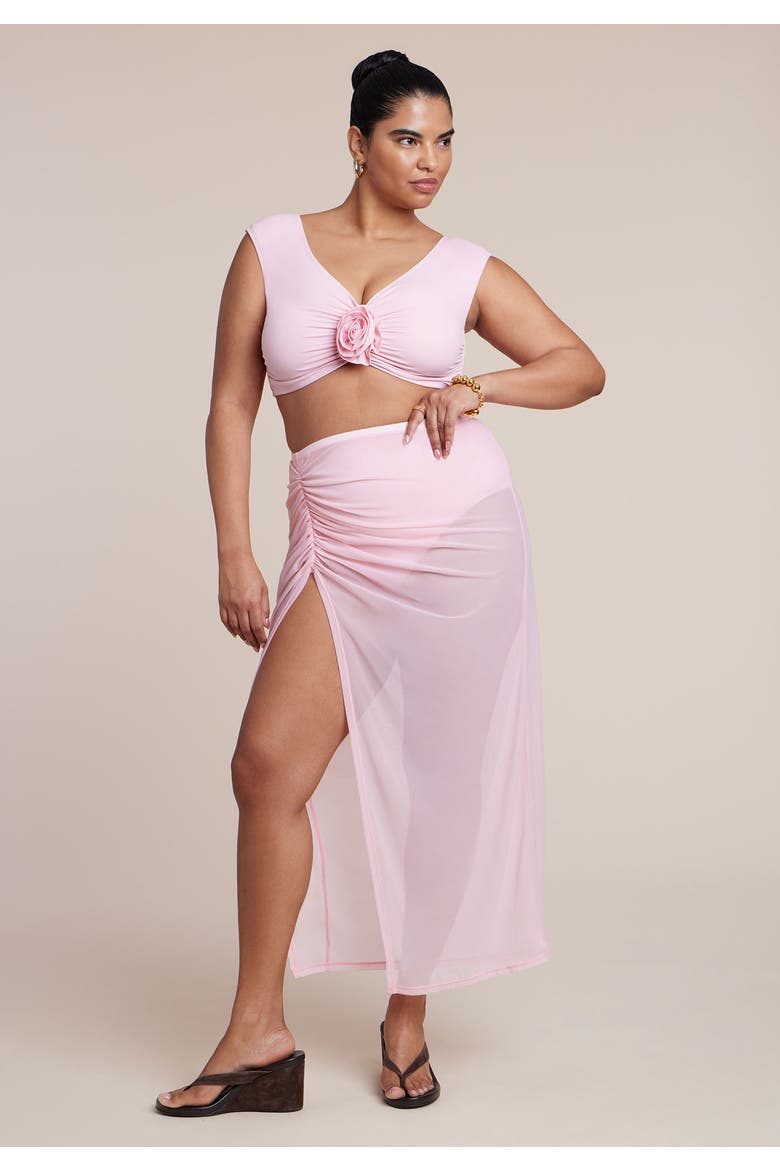 Off The Shoulder Rosette Top, Alternate, color, ROMANCE ROSE