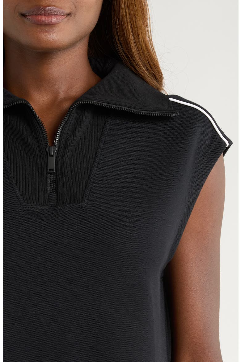 AirEssentials Piqué Sleeveless Half Zip Top, Alternate, color, VERY BLACK