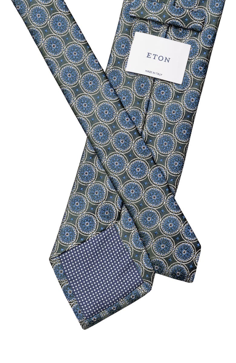 Eton Medallion Silk Tie, Alternate, color, Dark Green