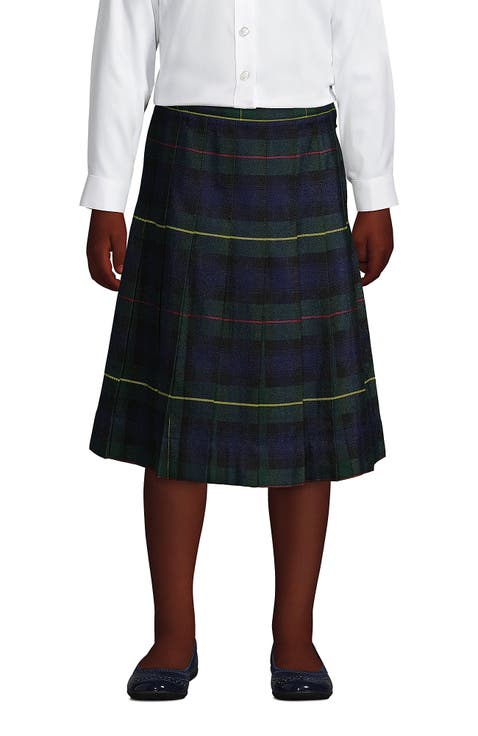 School Uniform Girls Plaid Pleated Skirt Below the Knee