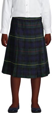 Lands' End School Uniform Girls Plaid Pleated Skirt Below the Knee