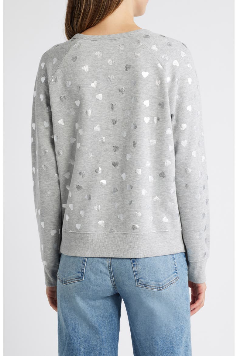 Heart Foil Print Graphic Sweatshirt, Alternate, color, GREY HEATHER HEARTS