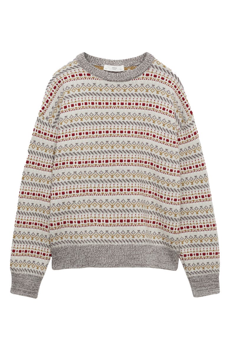 MANGO Geometric Jacquard Crewneck Sweater, Alternate, color, 