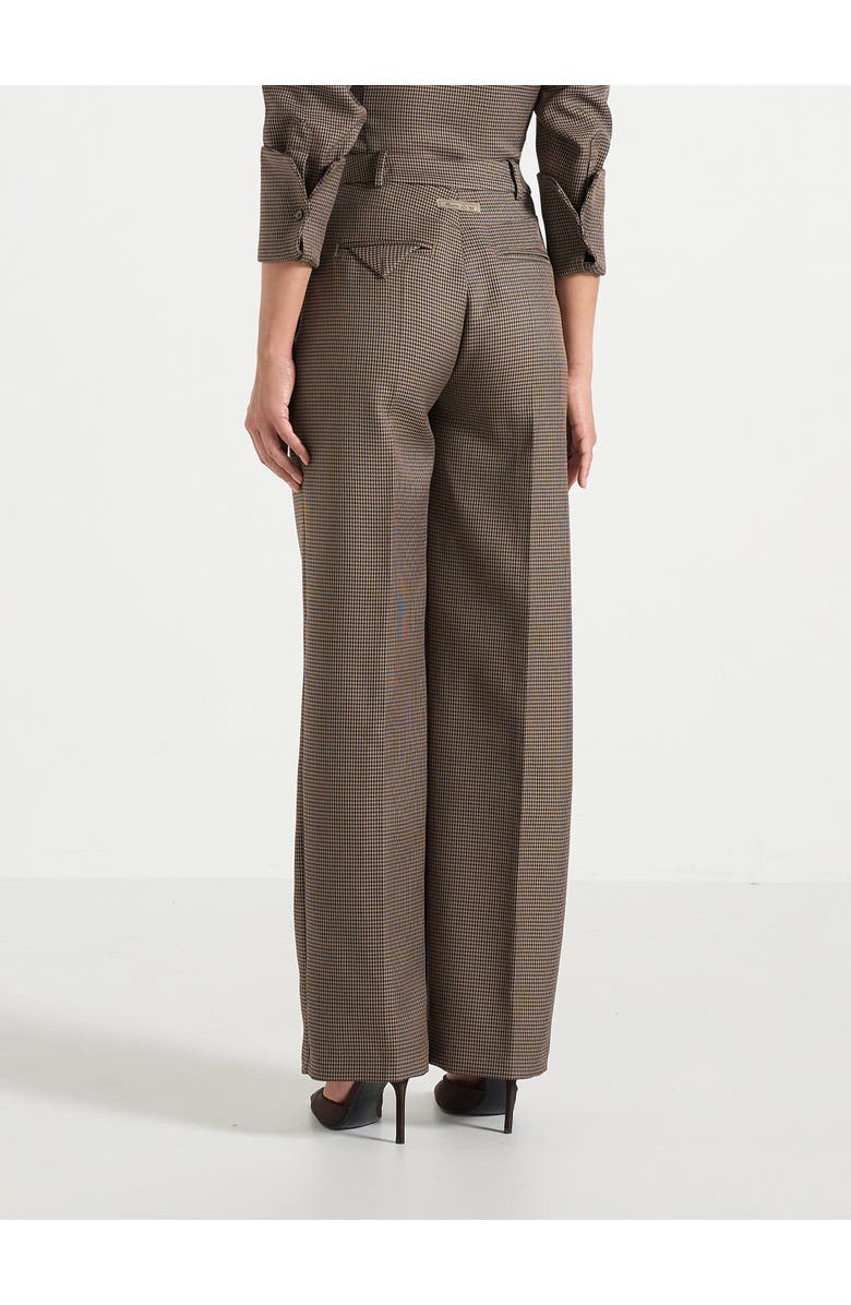 Manière De Voir Julie Houndstooth Twin Pleat Trousers, Alternate, color, Brown