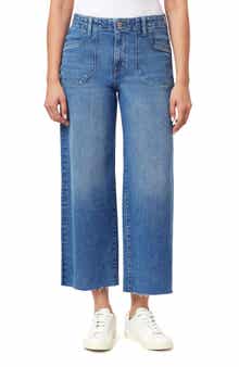 Kensie High Waist Raw Hem Crop Wide Leg Jeans