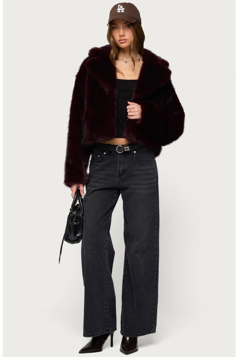 Kamilah Oversize Faux Fur Coat, Alternate, color, WINE