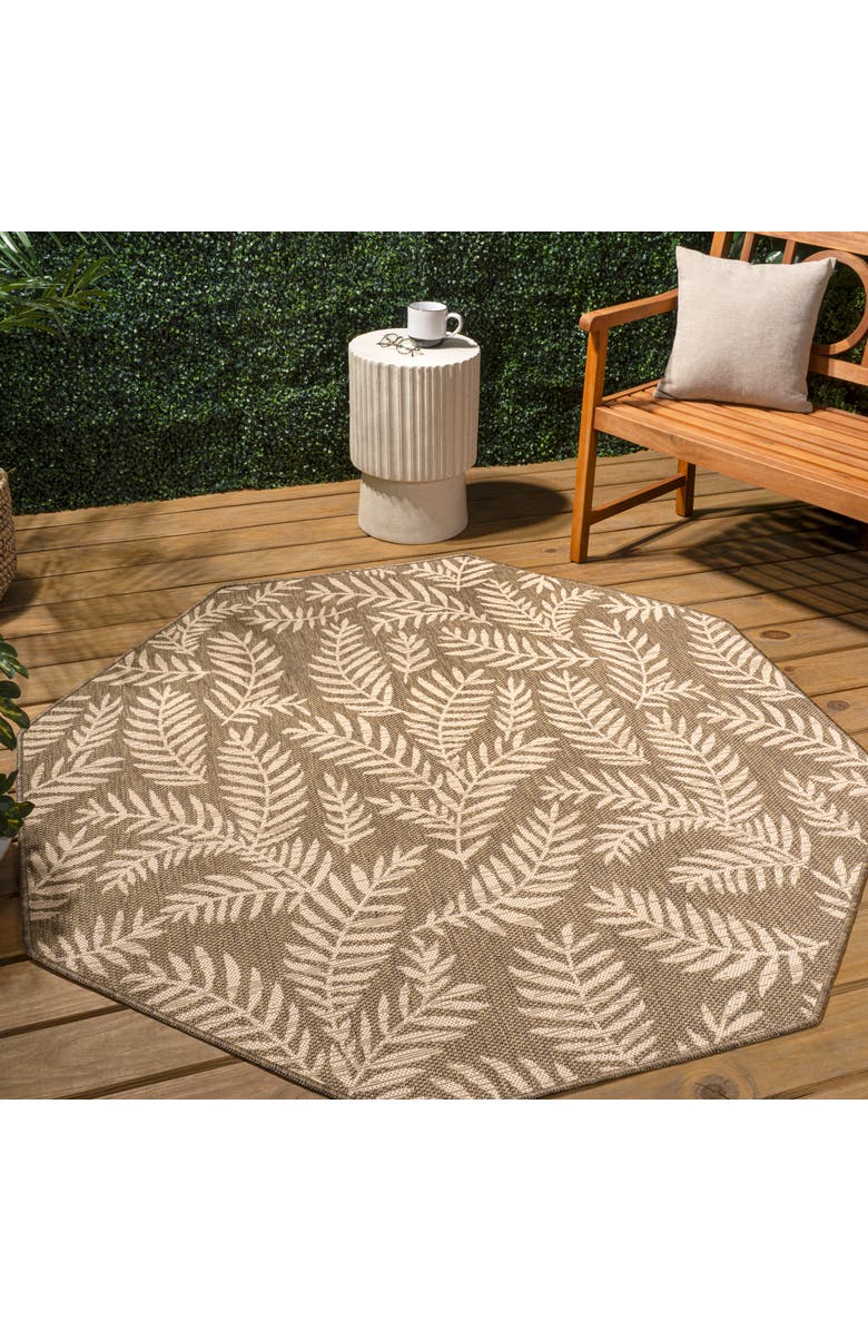 JONATHAN Y Nevis Palm Frond Octagon Indoor/Outdoor Area Rug, Alternate, color, Brown/Beige
