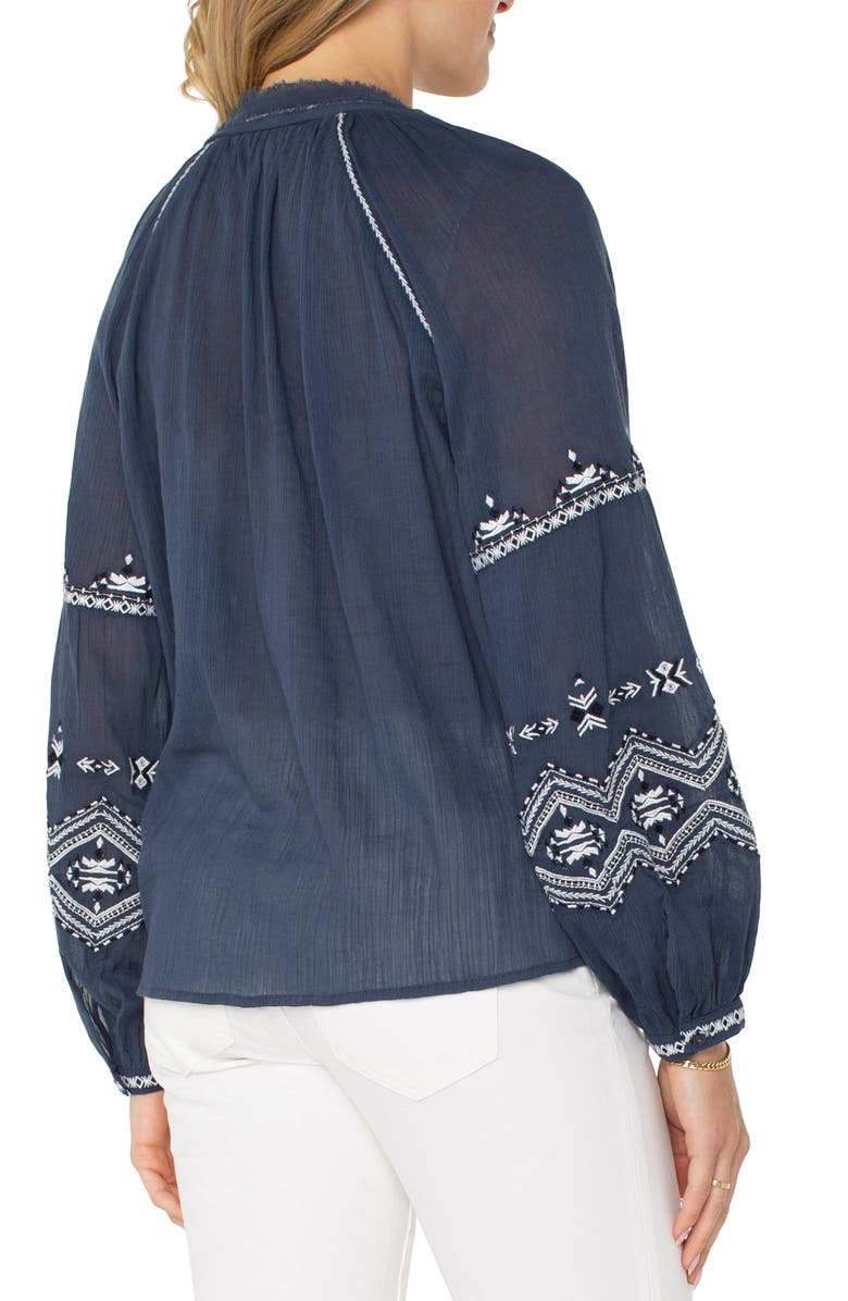Liverpool Los Angeles Embroidered Peasant Top, Alternate, color, 