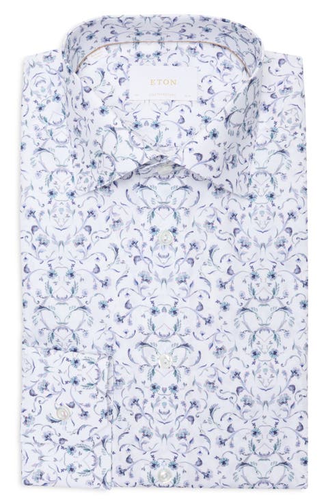 Contemporary Fit Floral Fine Cotton Twill Dress Shirt