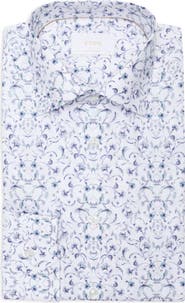 Eton Contemporary Fit Floral Fine Cotton Twill Dress Shirt