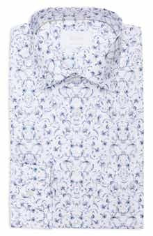 Eton Contemporary Fit Floral Fine Cotton Twill Dress Shirt