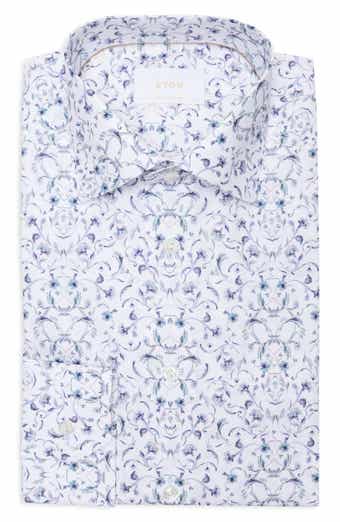 Eton Contemporary Fit Floral Fine Cotton Twill Dress Shirt