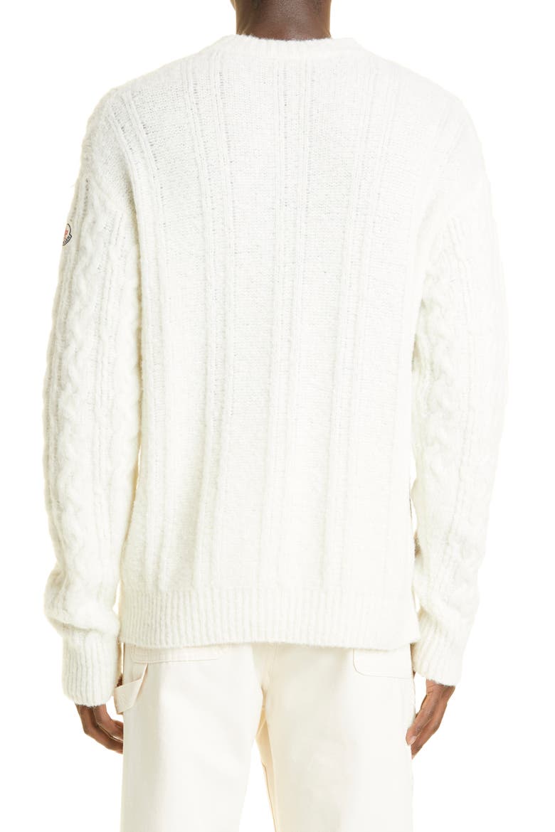 Mohair, Wool & Alpaca Cable Knit Sweater, Alternate, color, IVORY
