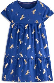Mini Boden Kids' Ariel Unicorn Print Dress