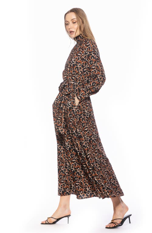Alexia Admor Saliah Mockneck Blouson Sleeve Dress In Brown