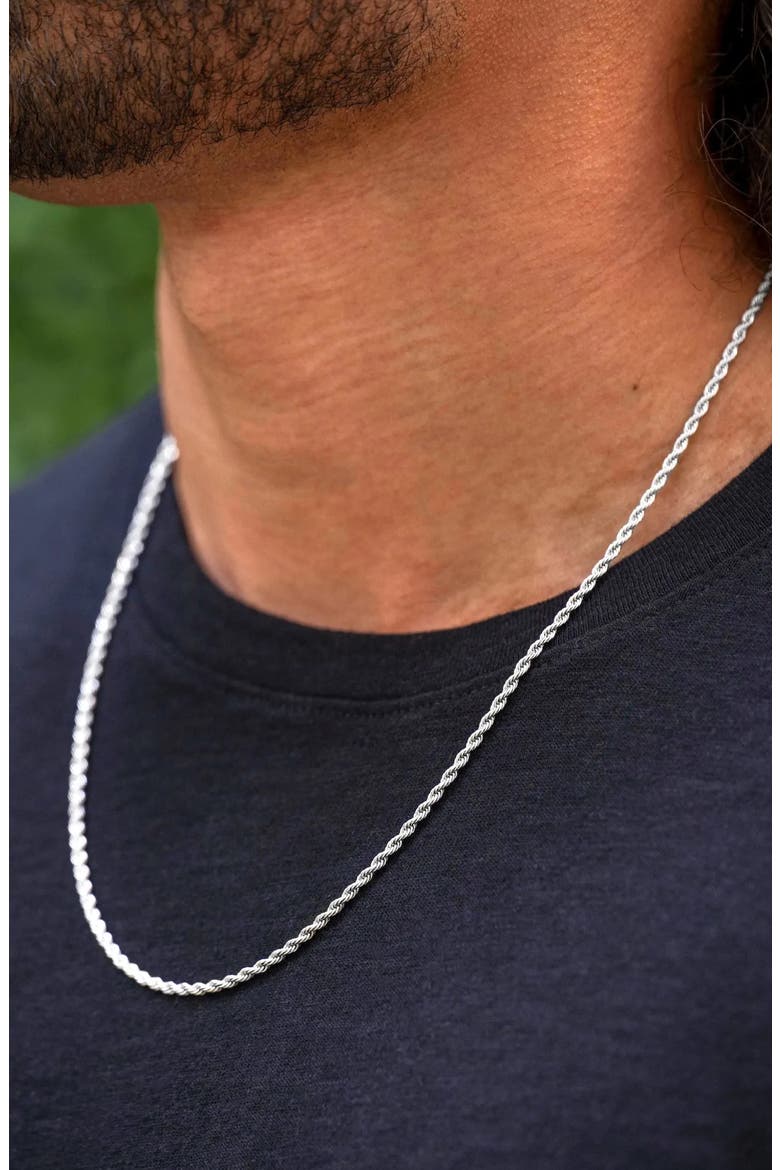 Men's Rope Chain Necklace, Alternate, color, SILVER
