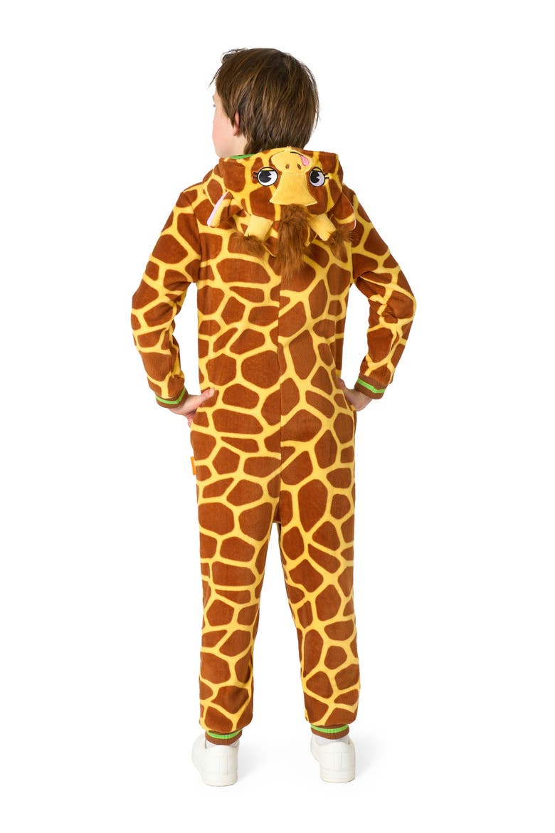 Kids' Giraffe One Piece Hooded Jumpsuit, Alternate, color, BEIGE