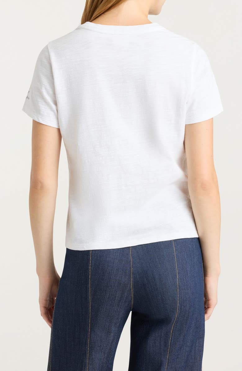 Cinq à Sept Amour 57 Appliqué Cotton Shrunken Tee, Alternate, color, White/ Medium Wash