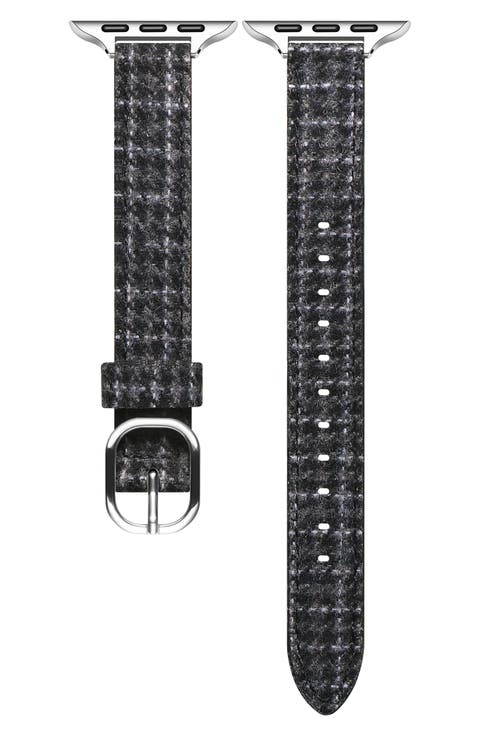 Carmen Tartan Fabric & Leather Apple Watch® Watchband