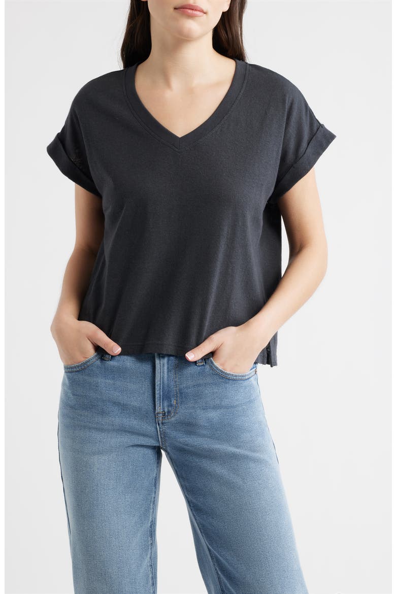 V-Neck T-Shirt, Main, color, BLACK