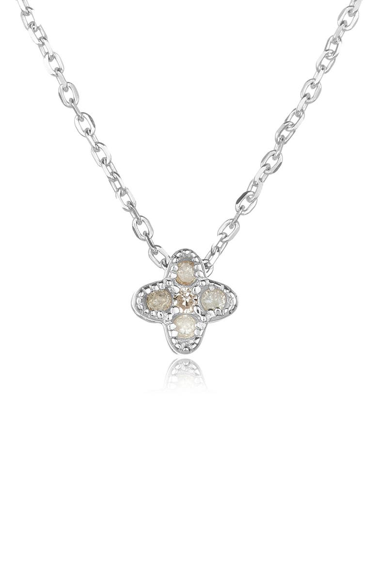 ADORNIA FINE Sterling Silver Pave Diamond Clover Pendant Necklace - 0.10 ctw, Main, color, 
