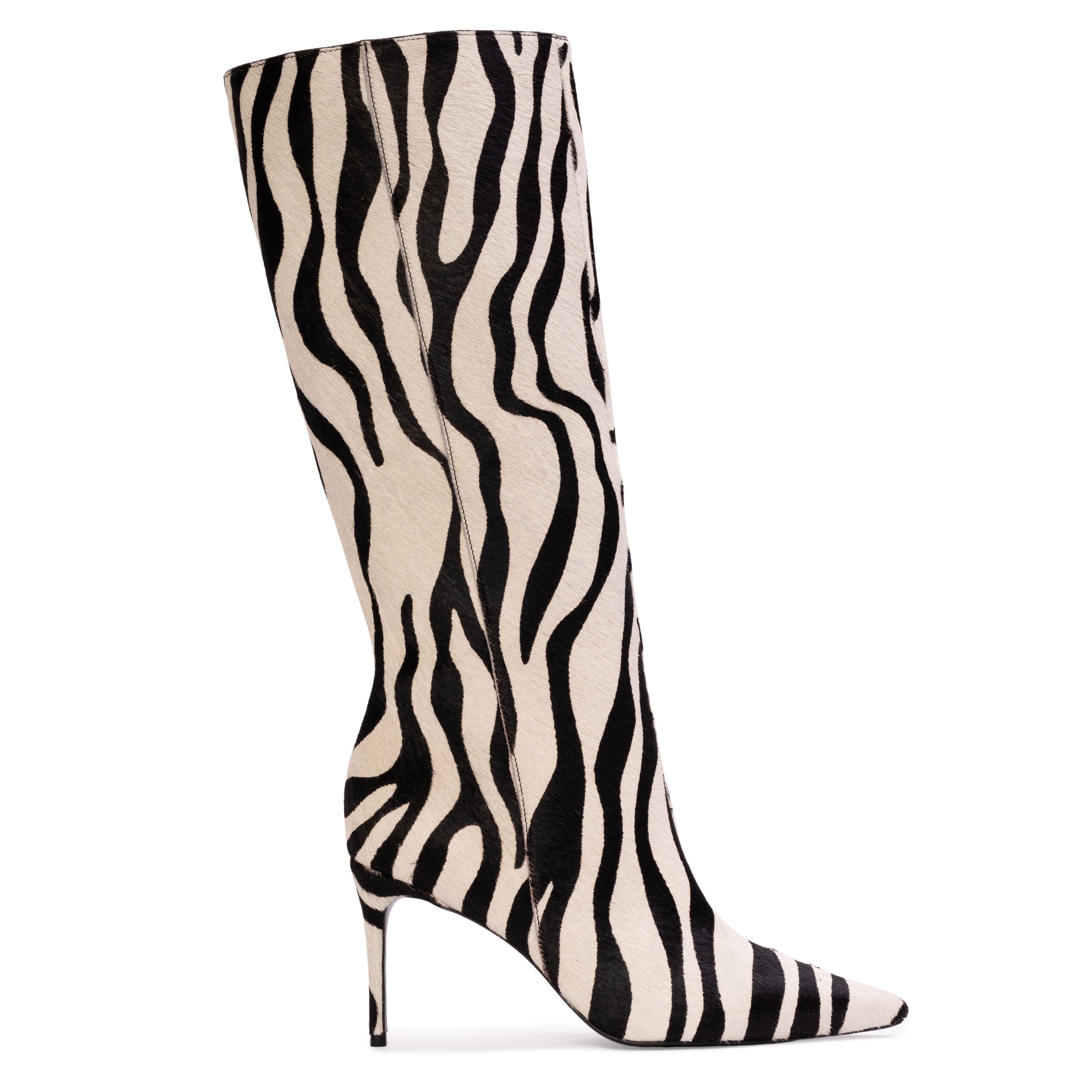 BLACK SUEDE STUDIO Ember 80 Pony Hair Boot, Main, color, Zebra Pony Hair