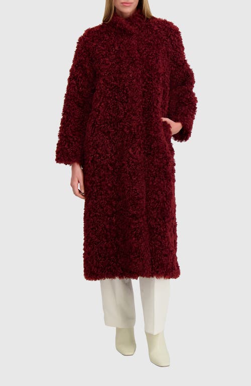 Lyla Grant Fur-free Lamb (faux Fur) Coat In Burgundy