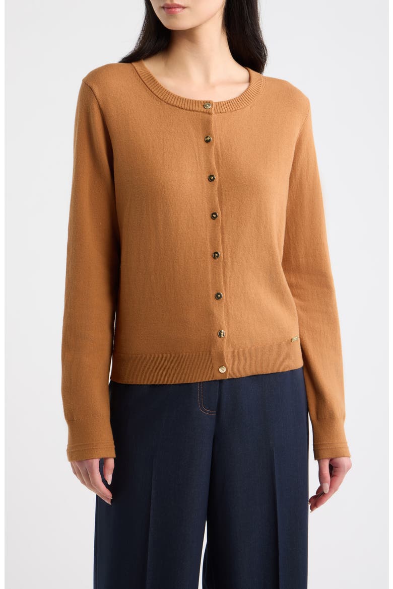 Cotton Blend Cardigan, Main, color, TOFFEE