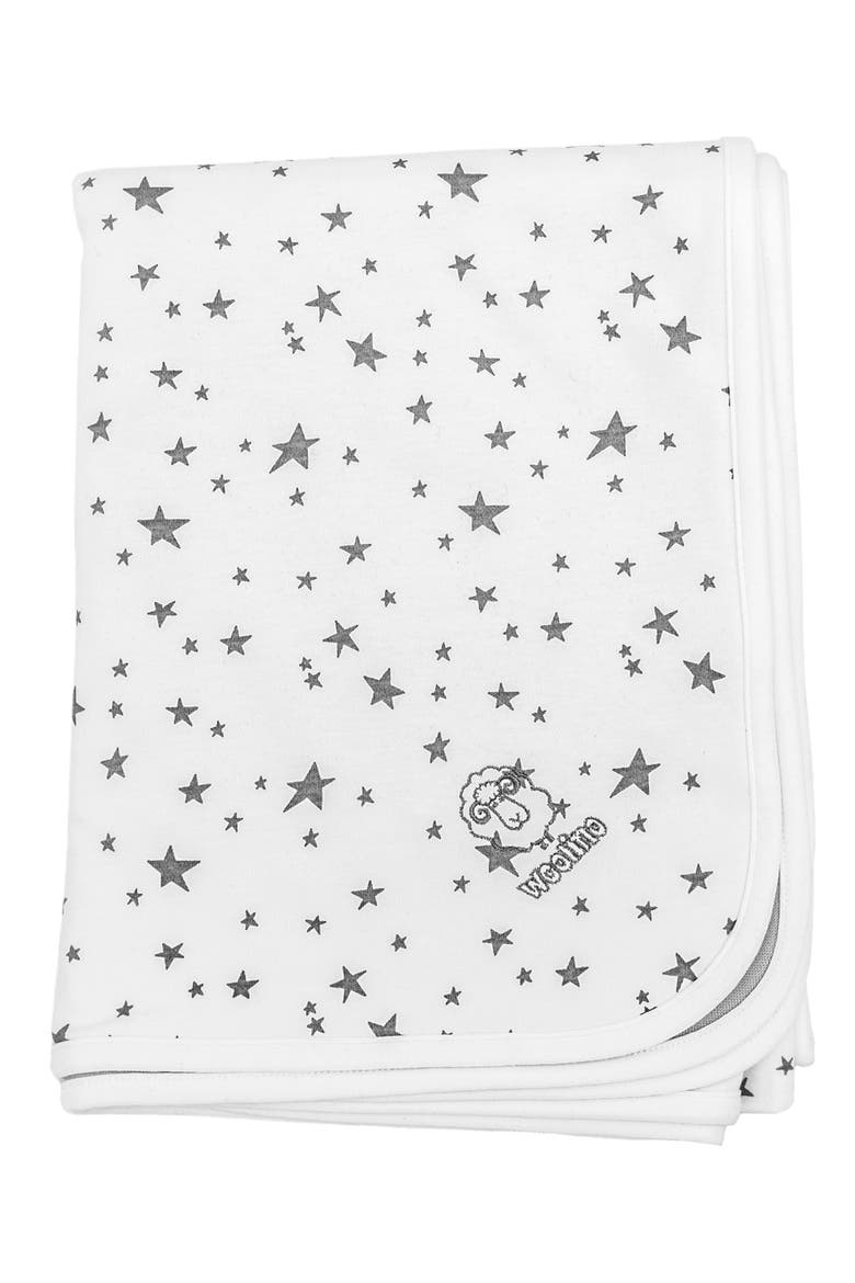 4 Season Organic Cotton & Merino Wool Toddler Blanket, Main, color, GRAY STARS