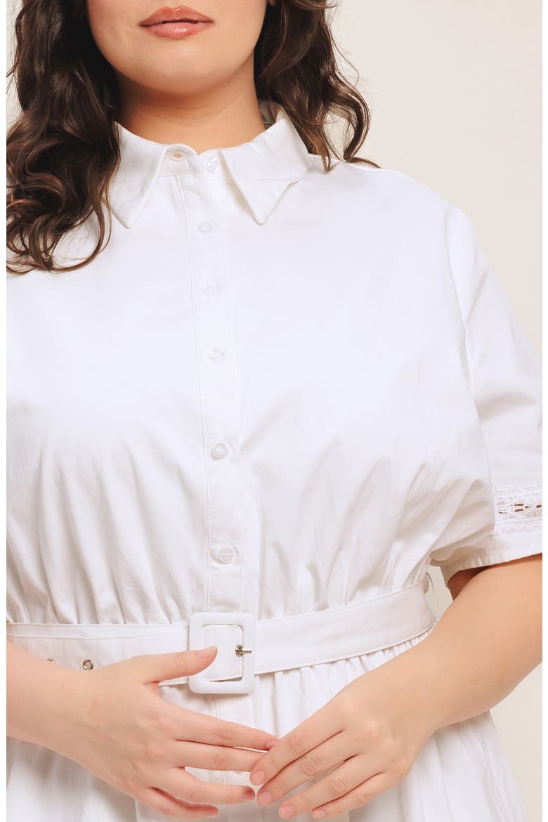 Cotton Belted Shirtdress, Alternate, color, WHITE