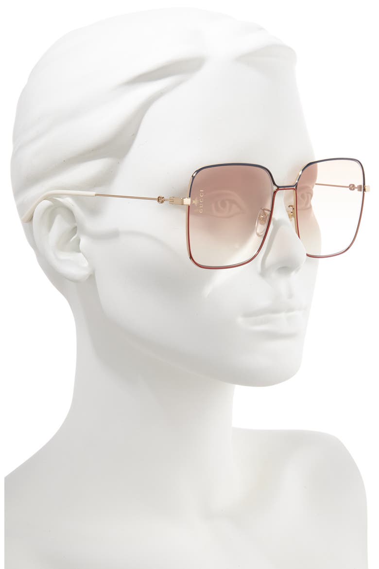 60mm Gradient Square Sunglasses, Alternate, color, SHINY ENDURA GOLD