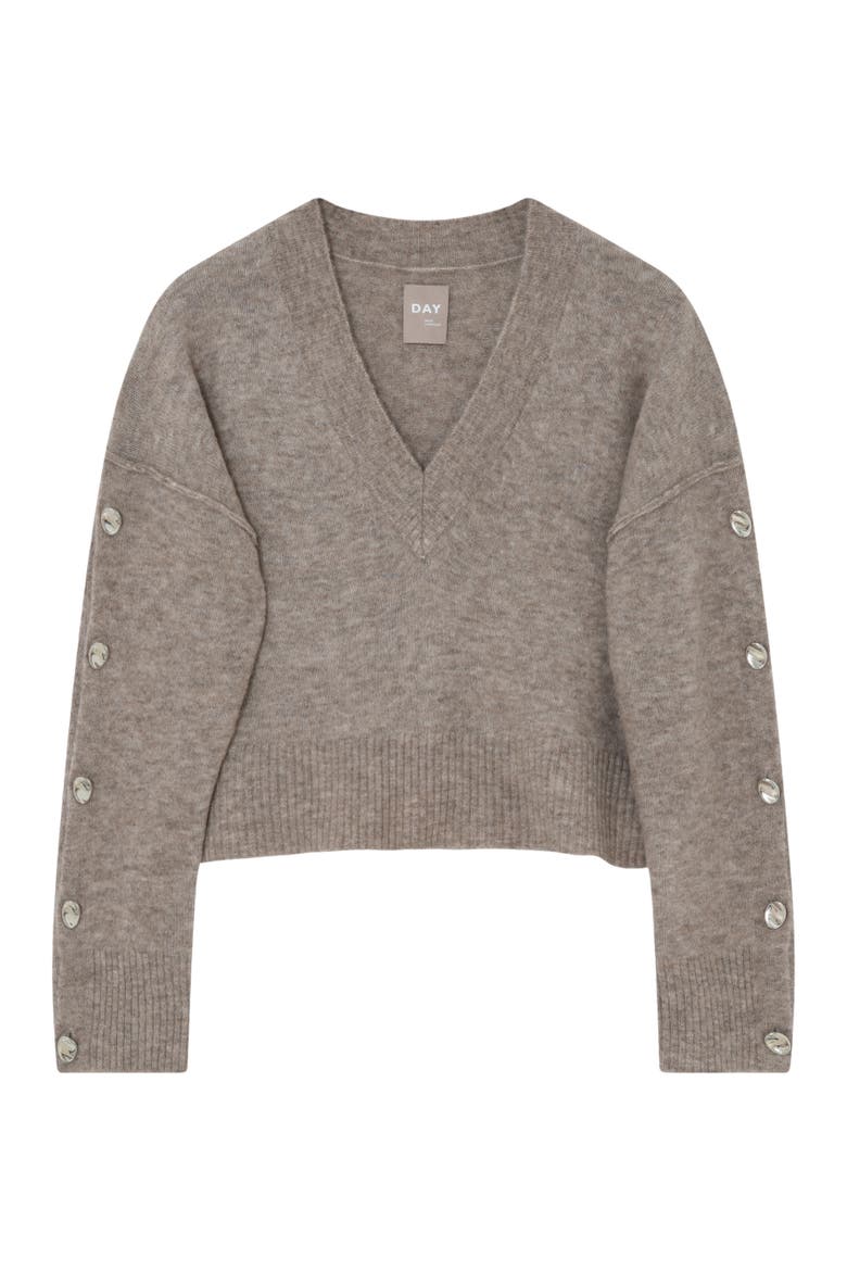 Solange Oversized Button Detail Sweater, Alternate, color, Hazel Melange