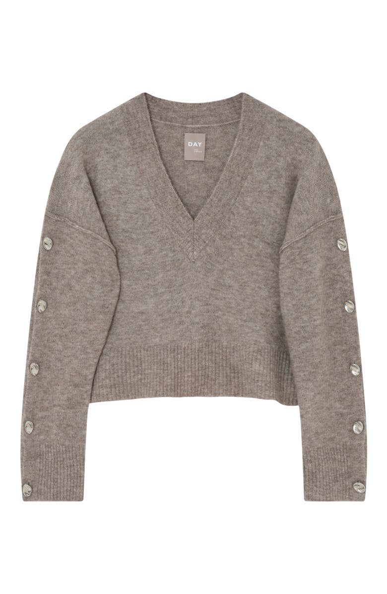 DAY Birger et Mikkelsen Solange Oversized Button Detail Sweater, Alternate, color, Hazel Melange