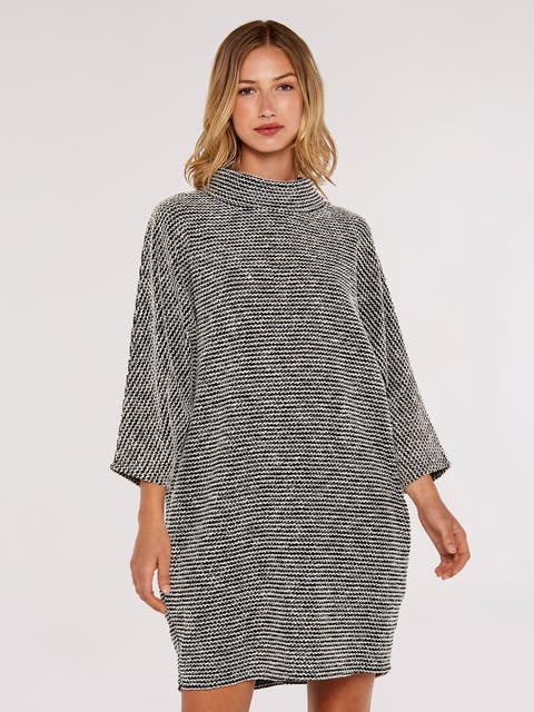 Boucle Roll Neck Cocoon Dress