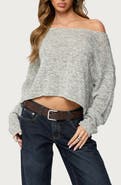 EDIKTED Florentina Off the Shoulder Crop Sweater