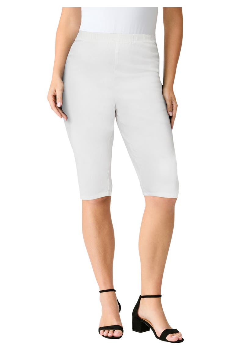 Plus Size Comfort Stretch Bermuda Jean Short, Main, color, WHITE DENIM