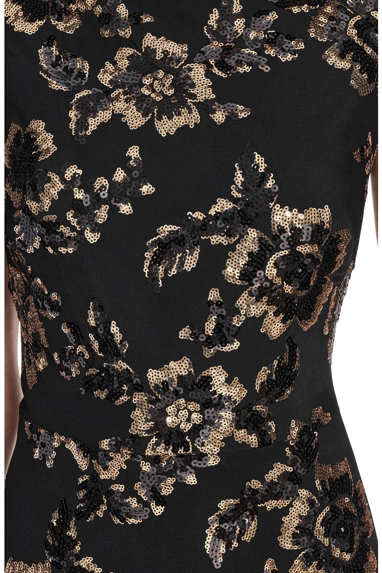 Floral Sequin Gown, Alternate, color, BLACK/ GOLD