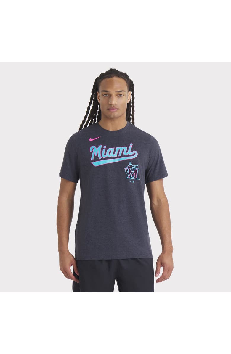 Nike Men's Nike Heather Black Miami Marlins 2025 City Connect Tri-Blend T-Shirt, Main, color, Heather Black