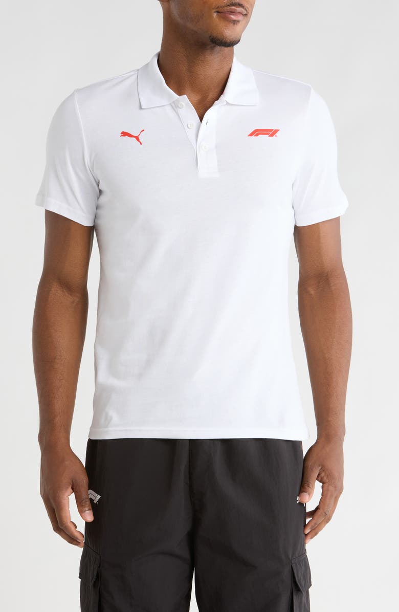 PUMA Formula 1<sup>®</sup> Essentials Logo Cotton Polo, Main, color, Puma White