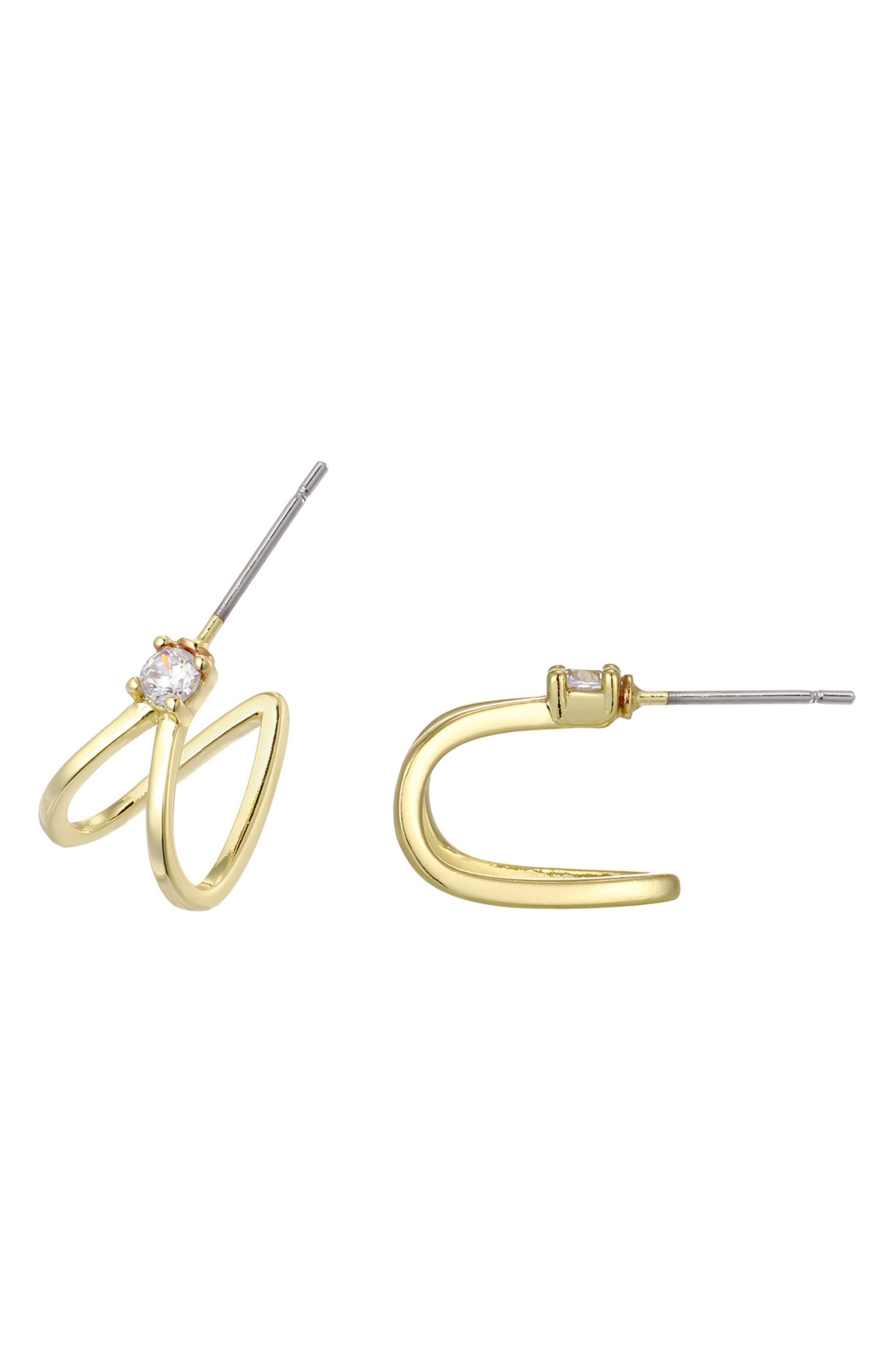 Adornia 14K Gold Plated Cubic Zirconia Wrap Stud Earrings