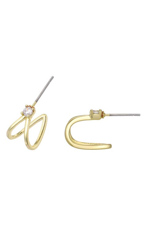 14K Gold Plated Cubic Zirconia Wrap Stud Earrings