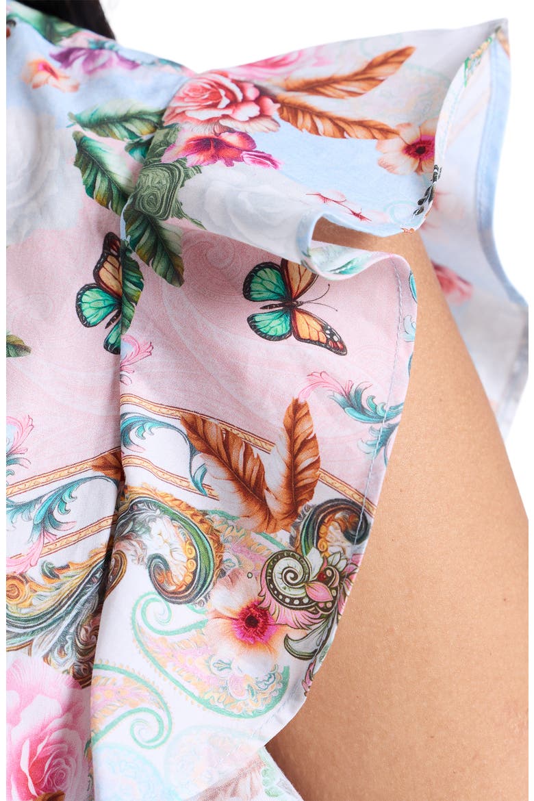 Sadie Floral Paisley Cap Sleeve Cotton Shirtdress, Alternate, color, BLUE MULTI