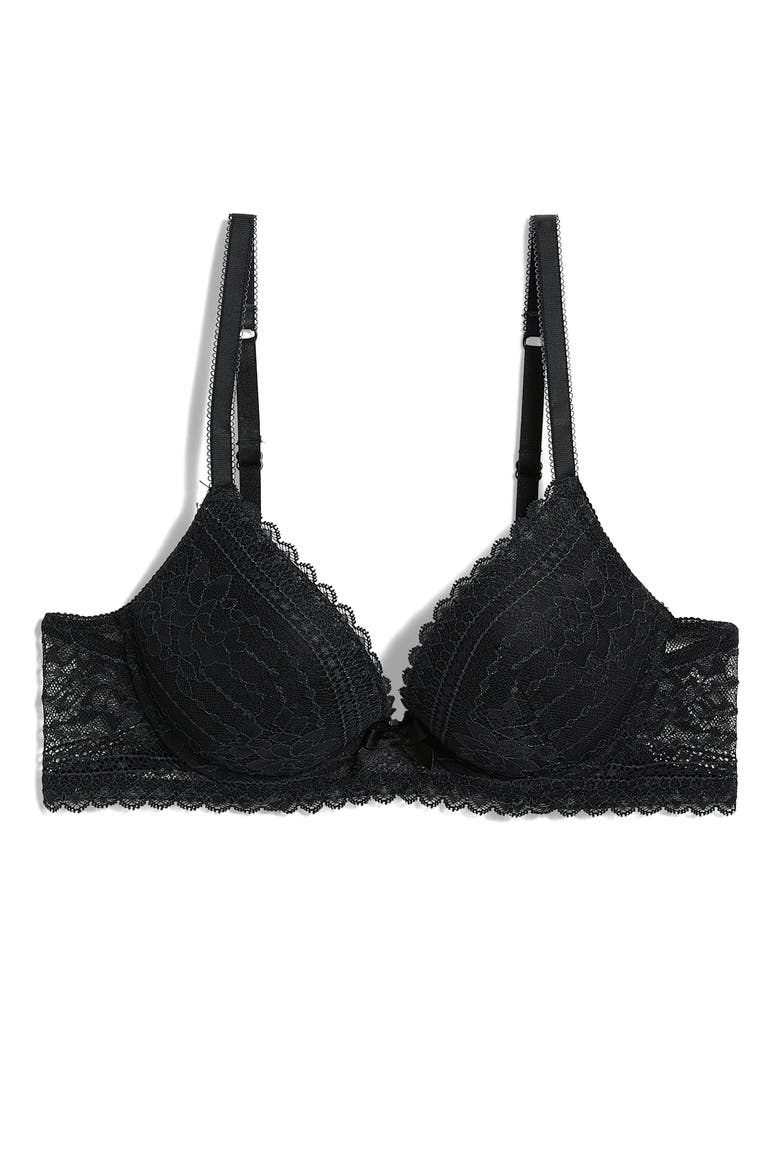 Panama Underwire Plunge Push-Up Bra, Alternate, color, BLACK