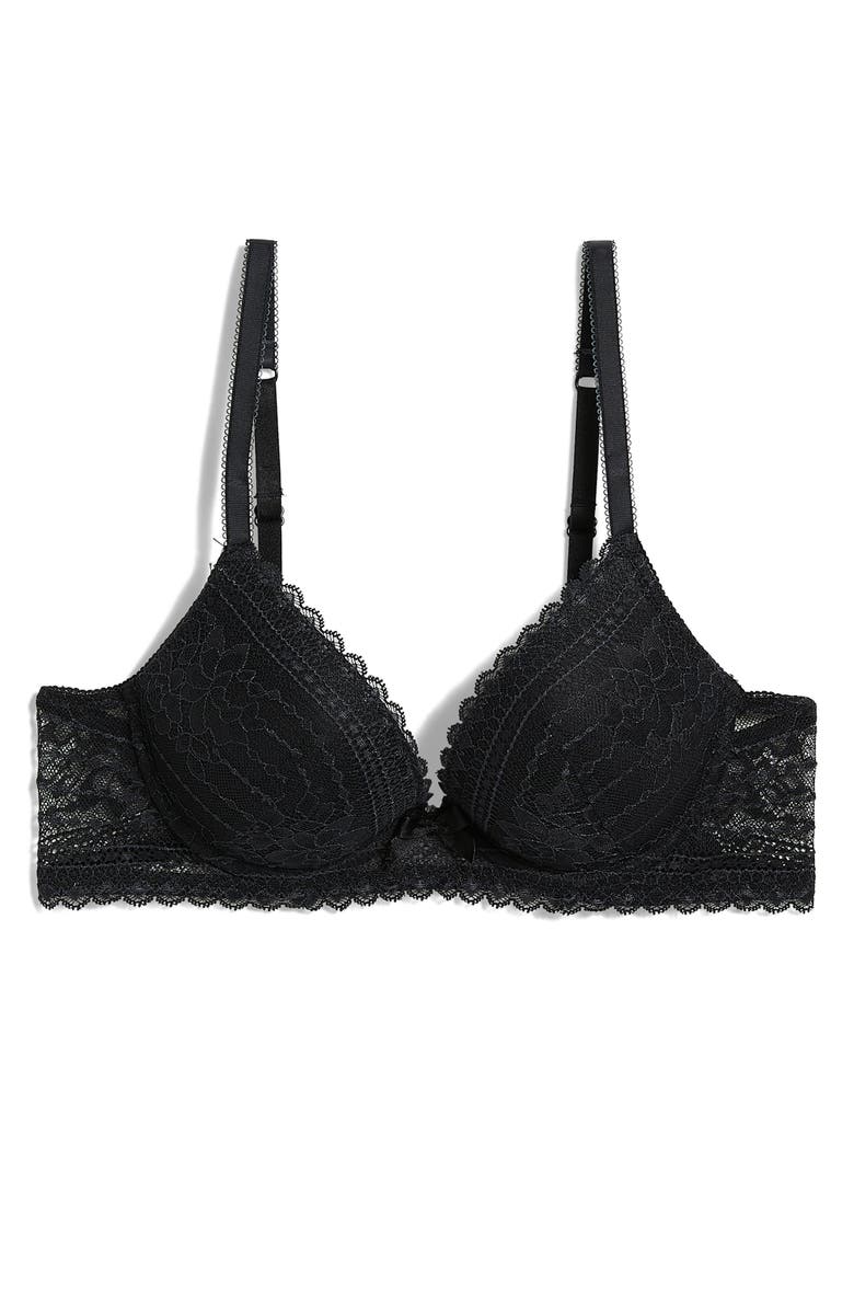 Etam Panama Underwire Plunge Push-Up Bra, Alternate, color, Black