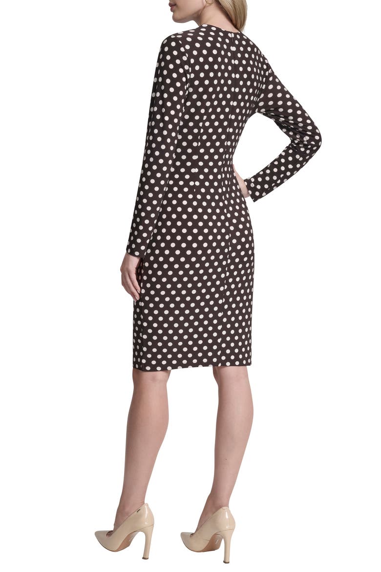 Faux Wrap Drape Long Sleeve Sheath Dress, Alternate, color, CHOCOLATE PLUM