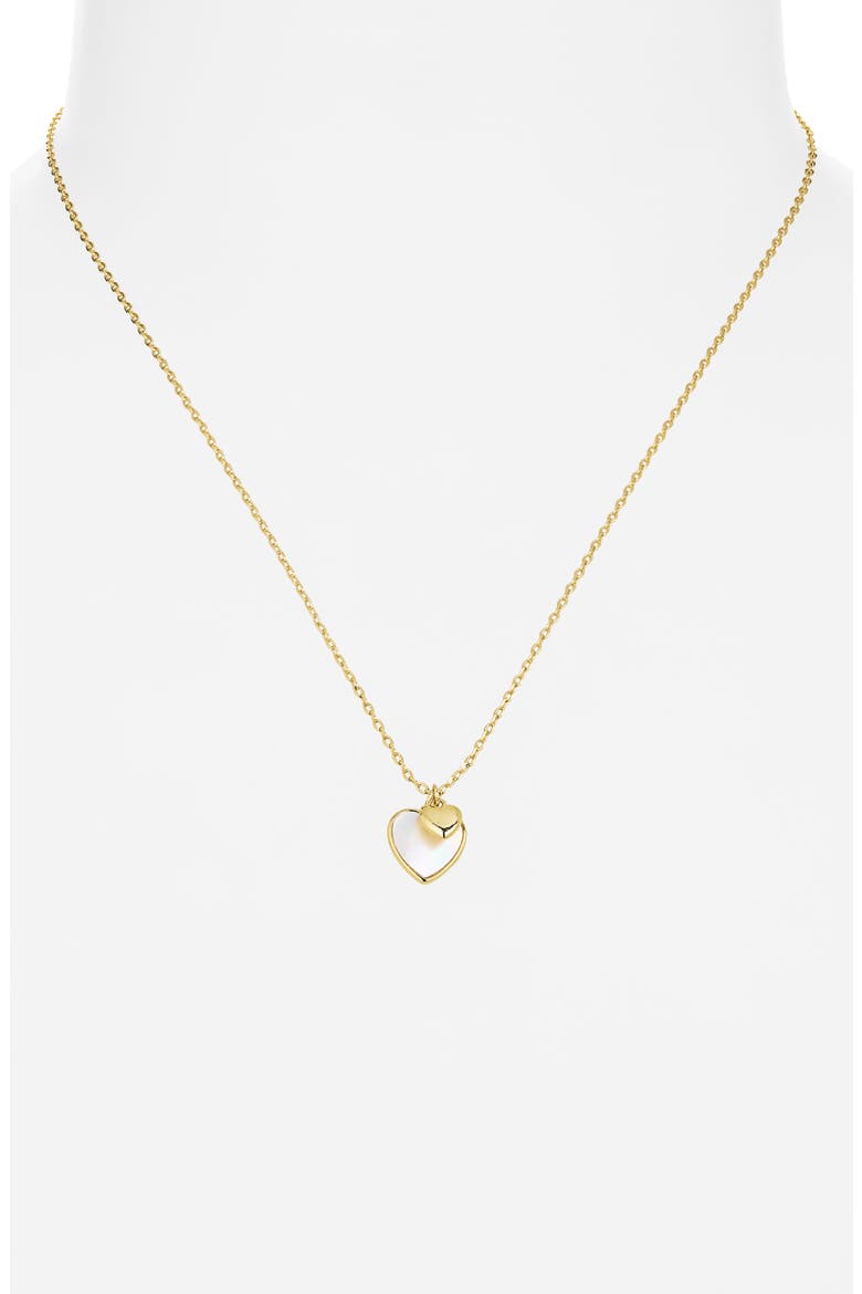 Mother-of-Pearl Duo Heart Pendant Necklace, Alternate, color, GOLD